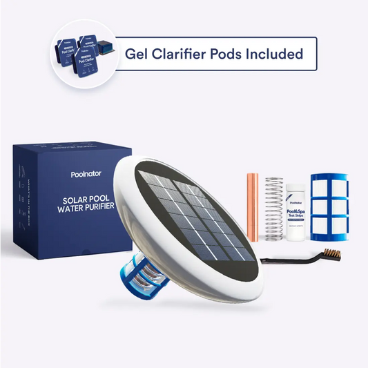 1 Solar Pool lonizer + 1 Copper Anode + 6 Gel Clarifier